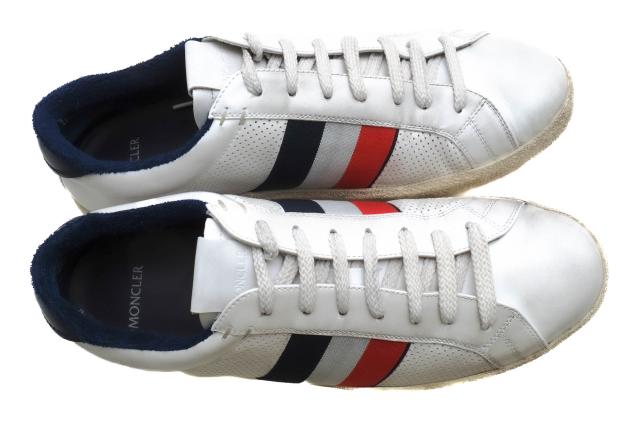 ○モンクレール MONCLER 牛革 カーフ ローカットスニーカー 4M713 00 02S7X RYEGRASS Sneakers サスティナブル ヴィンテージ加工 中古_4