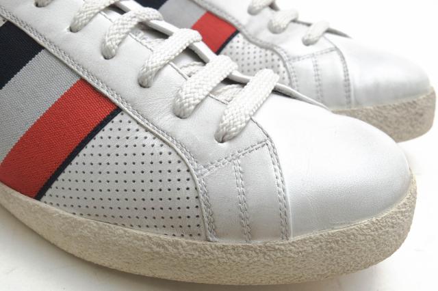 ○モンクレール MONCLER 牛革 カーフ ローカットスニーカー 4M713 00 02S7X RYEGRASS Sneakers サスティナブル ヴィンテージ加工 中古_5