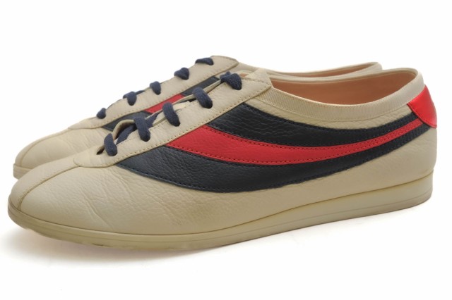 ○グッチ GUCCI 牛革 カーフ ローカットスニーカー 483266 Falacer Ace sneakers Web leather シェリーライン メンズ 【中古】 中古の通販は