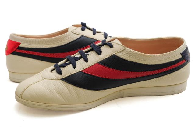 ○グッチ GUCCI 牛革 カーフ ローカットスニーカー 483266 Falacer Ace sneakers Web leather シェリーライン メンズ 【中古】 中古_2