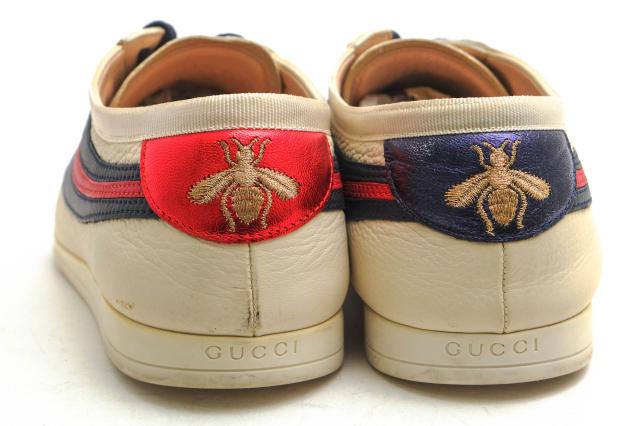 ○グッチ GUCCI 牛革 カーフ ローカットスニーカー 483266 Falacer Ace sneakers Web leather シェリーライン メンズ 【中古】 中古_3