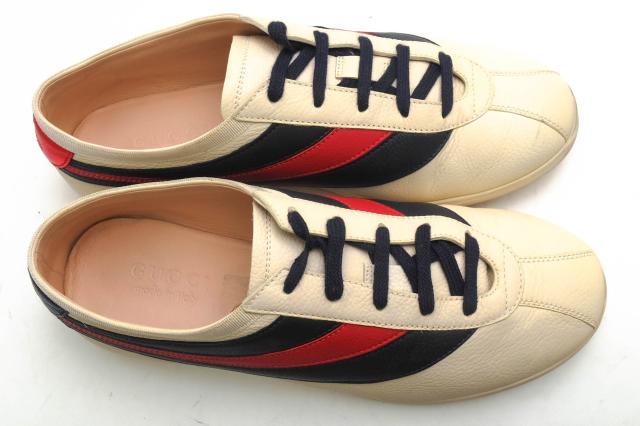 ○グッチ GUCCI 牛革 カーフ ローカットスニーカー 483266 Falacer Ace sneakers Web leather シェリーライン メンズ 【中古】 中古_4