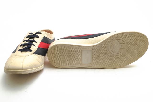 ○グッチ GUCCI 牛革 カーフ ローカットスニーカー 483266 Falacer Ace sneakers Web leather シェリーライン メンズ 【中古】 中古_6