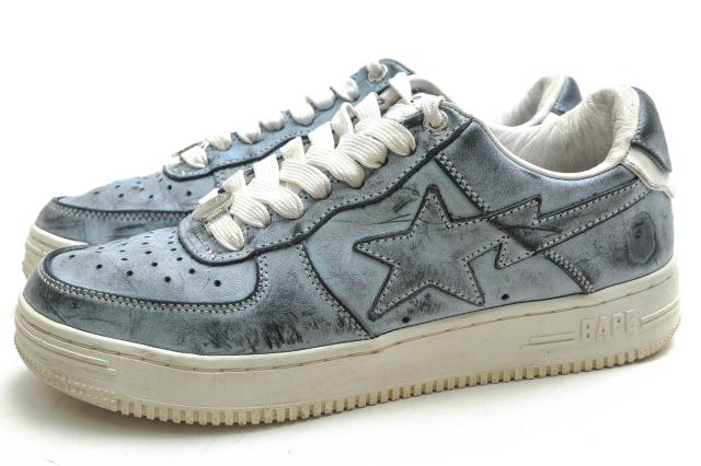 ○エイプ A BATHING APE 牛革 ローカットスニーカー