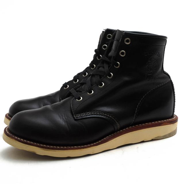 ○チペワ CHIPPEWA 牛革 ワークブーツ 90093 6 INCH PLAIN TOE BOOTS プレーントゥ グッドイヤーウェルト製法 Vibramソール メンズ 中古