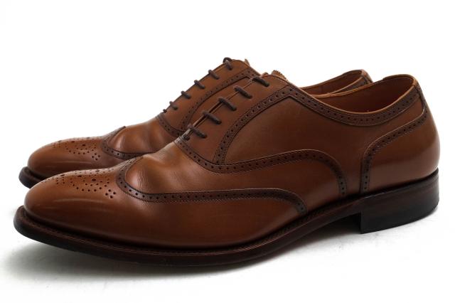 ○スコッチグレイン SCOTCH GRAIN アノネイ社製ボカルーカーフ 牛革 ビジネスシューズ 245LBR ブローデンII フルブローグ ウイング 中古
