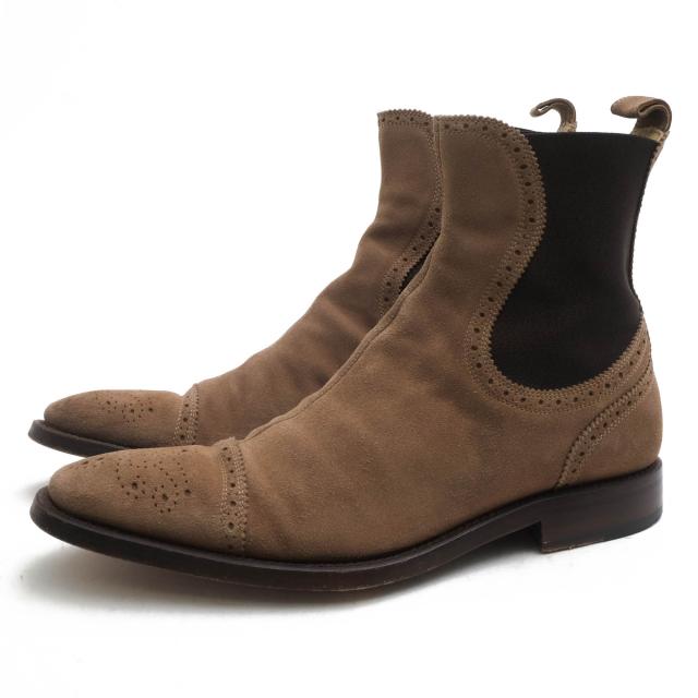 ○ドルガバ DOLCE＆GABBANA 牛革 サイドゴアブーツ 9728 1504 CESTER メダリオン キャップトゥ レザーソール マッケイ製法 メンズ  中古