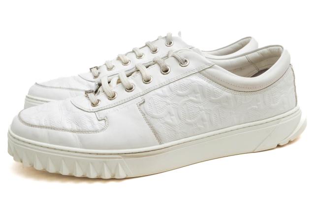 ○フェラガモ Salvatore Ferragamo 牛革 カーフ ローカットスニーカー 02C093 Scuby Low-Top Sneakers ガンチーニ メンズ 【中古】 中古