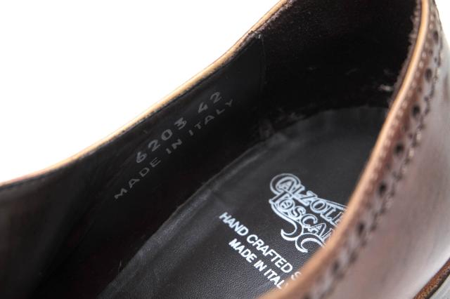 ○カルツォレリア トスカーナ CALZOLERIA TOSCANA 牛革 カーフ ビジネスシューズ 6203 セミブローグ キャップトゥ レザーソール メ 中古 ○カルツォレリア トスカーナ CALZOLERIA TOSCANA 牛革 カーフ