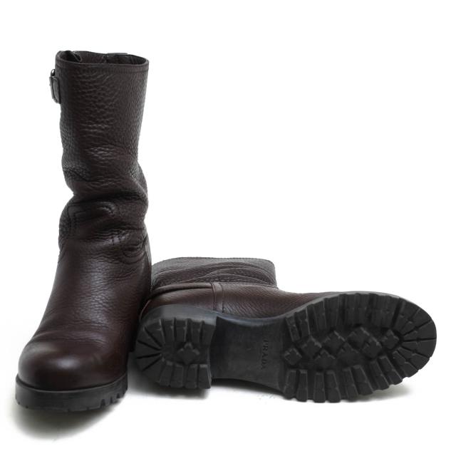○プラダ PRADA 牛革 カーフ エンジニアブーツ 3U5785 DAINO S バイカーブーツ レディース 【中古】 中古_5