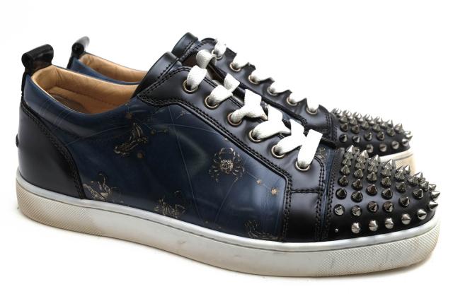 ○クリスチャン ルブタン Christian Louboutin 牛革 カーフ ローカットスニーカー 3170762 JUNIOR SPIKES FLAT CALF ABRASIVATO ス 中古