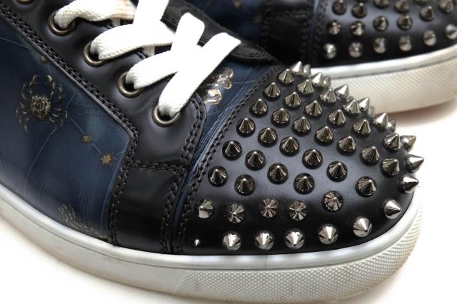 ○クリスチャン ルブタン Christian Louboutin 牛革 カーフ ローカットスニーカー 3170762 JUNIOR SPIKES FLAT CALF ABRASIVATO ス 中古
