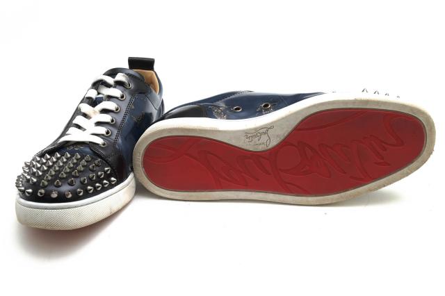 ○クリスチャン ルブタン Christian Louboutin 牛革 カーフ ローカットスニーカー 3170762 JUNIOR SPIKES FLAT CALF ABRASIVATO ス 中古