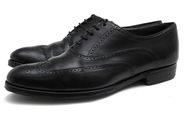 ○グレンソン GRENSON 牛革 カーフ ビジネスシューズ Elland フルブローグ ウイングチップ グッドイヤーウェルト製法 メンズ 【中  中古