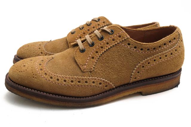 ○リーガル REGAL サンドベージュ 牛革 ビジネスシューズ W17 ウイングチップ クレープソール グッドイヤーウェルト製法 メンズ 【 中古