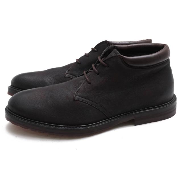 ○アルマーニ コレッツォーニ ARMANI COLLEZIONI 牛革 チャッカブーツ ラグソール シボ革 シュリンクレザー ボア メンズ 【中古】 中古
