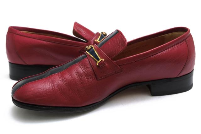 ○グッチ GUCCI 山羊革 ゴートスキン スリッポン 510104 Goatskin Feline Ginger Loafer レザーソール マッケイ製法 メンズ 【中古 中古_2
