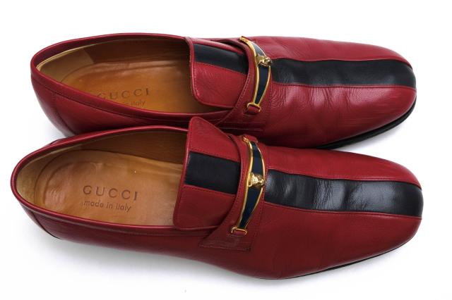 ○グッチ GUCCI 山羊革 ゴートスキン スリッポン 510104 Goatskin Feline Ginger Loafer レザーソール マッケイ製法 メンズ 【中古 中古_4