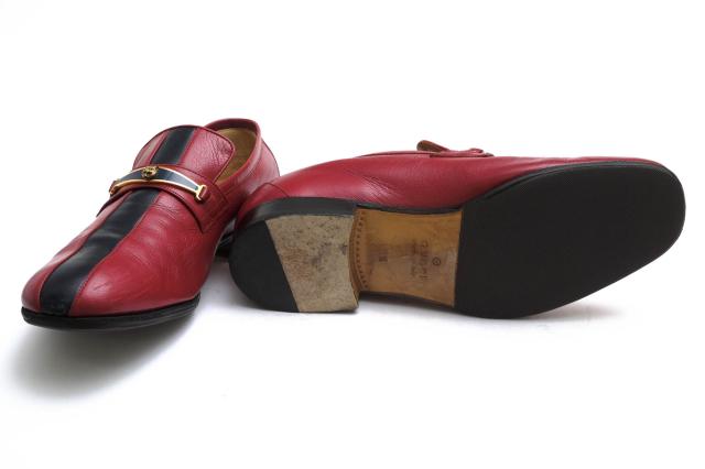 ○グッチ GUCCI 山羊革 ゴートスキン スリッポン 510104 Goatskin Feline Ginger Loafer レザーソール マッケイ製法 メンズ 【中古 中古_6