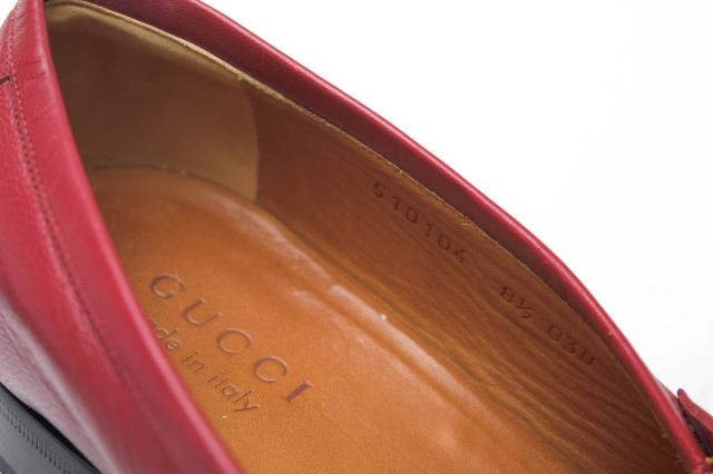 ○グッチ GUCCI 山羊革 ゴートスキン スリッポン 510104 Goatskin Feline Ginger Loafer レザーソール マッケイ製法 メンズ 【中古 中古_7