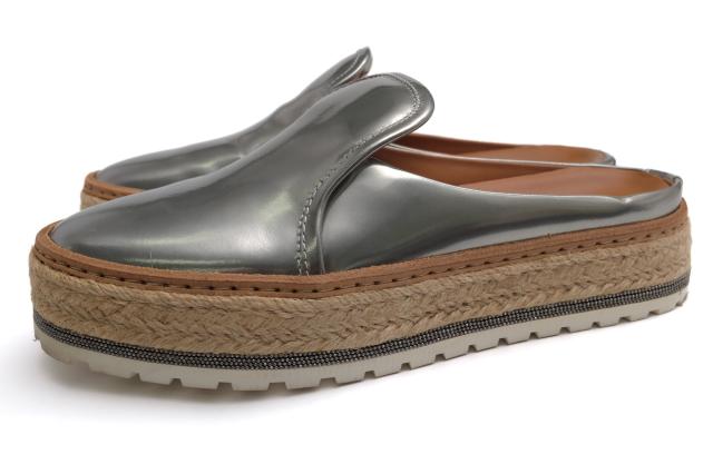 ○ブルネロクチネリ BRUNELLO CUCINELLI メタリックレザー サンダル エスパドリーユ スリッポン レディース 【中古】 中古