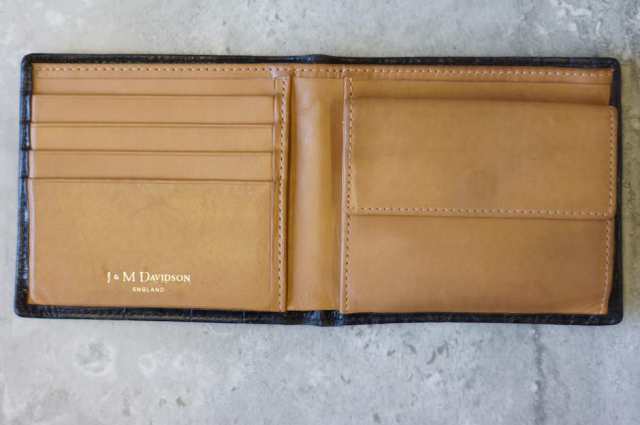 ○J＆Mデヴィッドソン J＆M DAVIDSON クロコ型押し 二つ折り 財布