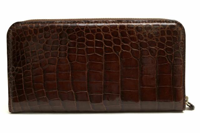 ○ラフロ Raflo シャイニング クロコダイル 長財布 小銭入れあり ラウンドジップ ラウンドファスナー クロコ型押し メンズ 【中古 中古_1
