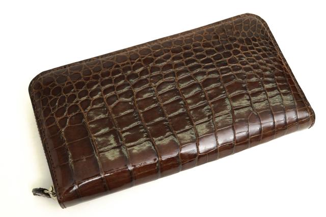 ○ラフロ Raflo シャイニング クロコダイル 長財布 小銭入れあり ラウンドジップ ラウンドファスナー クロコ型押し メンズ 【中古 中古_2