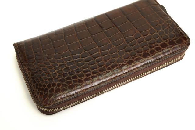 ○ラフロ Raflo シャイニング クロコダイル 長財布 小銭入れあり ラウンドジップ ラウンドファスナー クロコ型押し メンズ 【中古 中古_3