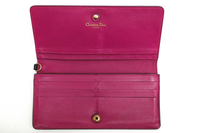 ○クリスチャンディオール Christian Dior 牛革 カーフ 長財布 02-LU-0113 内側ピンク 小銭入れあり レディース 【中古】 中古_4