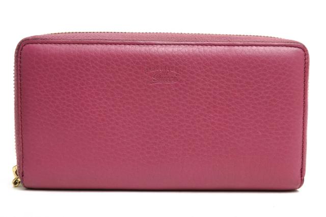 ○グッチ GUCCI 牛革 カーフ 財布 307984 バンブータッセル 小銭入れあり シボ革 シュリンクレザー ラウンドジップ ラウンドファス 中古の通販は