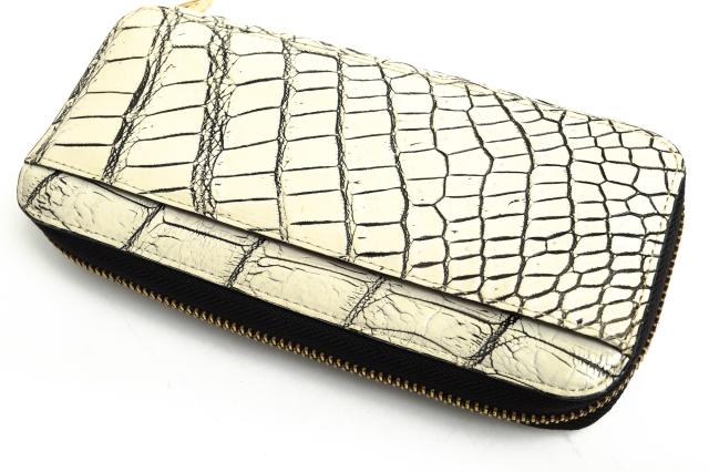 ○スタイルクロコ STYLE CROCO 谷染め 目地染め バニラ 長財布 小銭