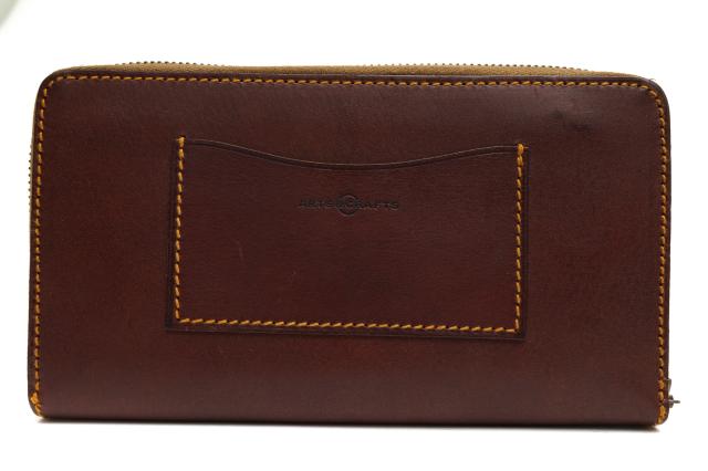 ○アーツアンドクラフツ ARTS＆CRAFTS バケッタレザー 牛革 長財布 ELBAMATT ZIP-ROUND LONG WALLET 小銭入れあり ラウンドジップ  中古