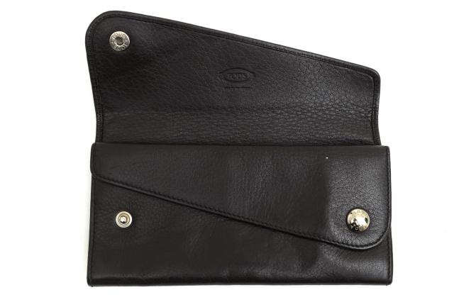 ○トッズ TOD'S 牛革 カーフ 長財布 フラップ式 小銭入れあり シボ革 シュリンクレザー メンズ 【中古】 中古の通販は