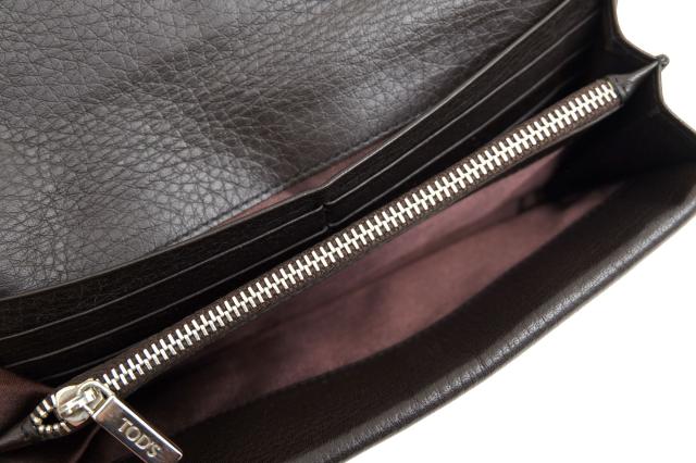 ○トッズ TOD'S 牛革 カーフ 長財布 フラップ式 小銭入れあり シボ革 シュリンクレザー メンズ 【中古】 中古の通販は