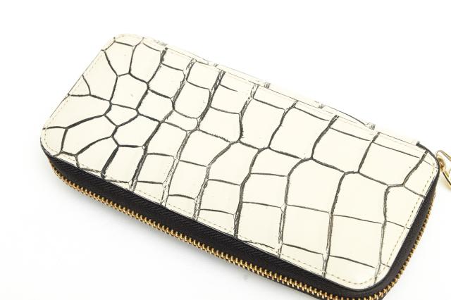 ○スタイルクロコ STYLE CROCO 谷染め 目地染め バニラ 長財布 小銭