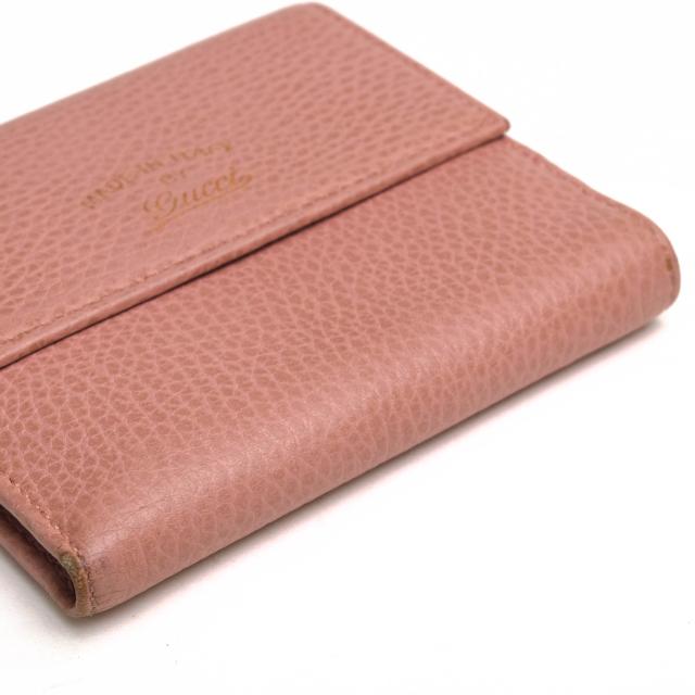 ○グッチ GUCCI 牛革 カーフ 財布 806215924 ホック式 二つ折り 小銭入れあり シボ革 シュリンクレザー レディース 【中古】 中古_3