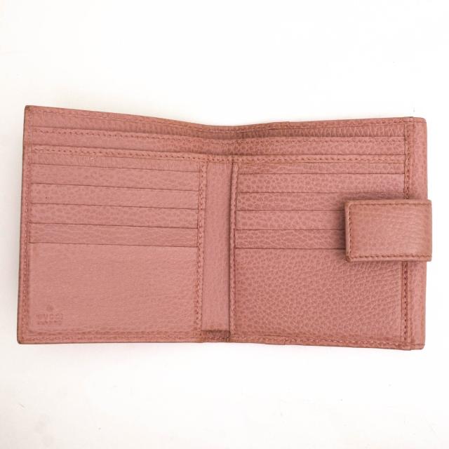 ○グッチ GUCCI 牛革 カーフ 財布 806215924 ホック式 二つ折り 小銭入れあり シボ革 シュリンクレザー レディース 【中古】 中古_5