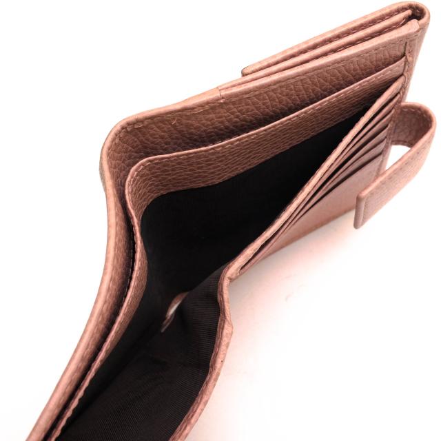 ○グッチ GUCCI 牛革 カーフ 財布 806215924 ホック式 二つ折り 小銭入れあり シボ革 シュリンクレザー レディース 【中古】 中古_6