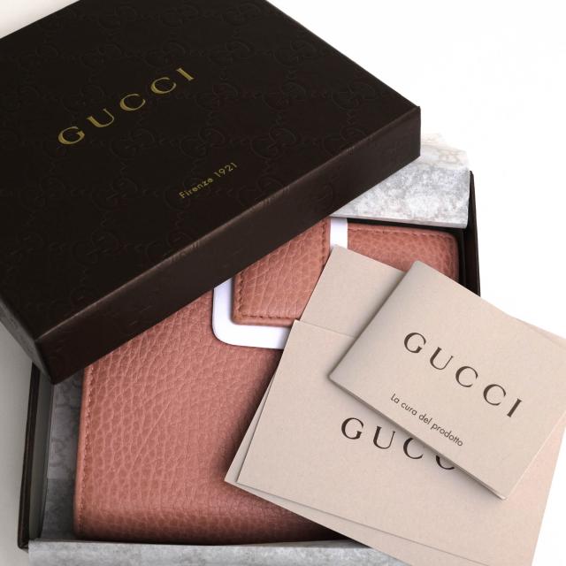 ○グッチ GUCCI 牛革 カーフ 財布 806215924 ホック式 二つ折り 小銭入れあり シボ革 シュリンクレザー レディース 【中古】 中古_8