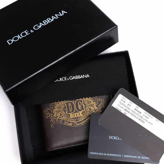 ○ドルガバ DOLCE＆GABBANA 牛革 カーフ 財布 BP0438 A1626 PORTAFOGLI FASHION BELUKA LAVA 小銭入れあり 二つ折り メンズ 【中古 中古