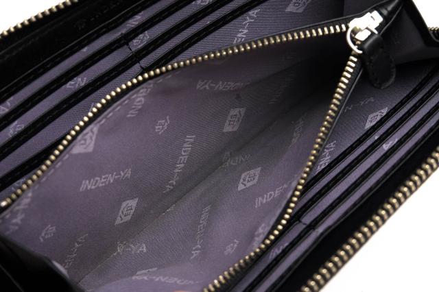 ○印傳屋 印伝 INDEN-YA 鹿革 ディアスキン 鱗鶴模様 長財布 2317 束入