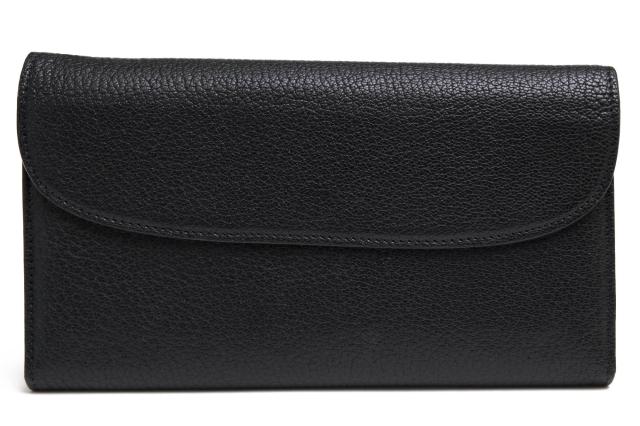 ○マニウノ MANIUNO 山羊革 ゴートスキン 長財布 MUMW5BT1 MONTE モンテ 小銭入れあり 三つ折り シボ革 シュリンクレザー メンズ   中古