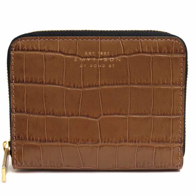 ○スマイソン SMYTHSON 牛革 カーフ 財布 1027703 Small Zip Around Purse in Mara ユニセックス ラウンドジップ ラウンドファスナ 中古