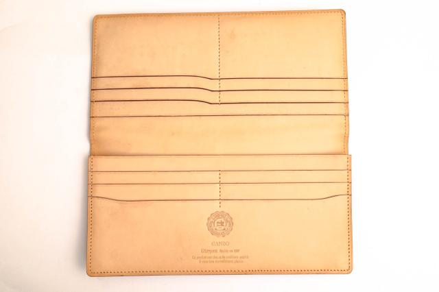 ○ガンゾ GANZO 英国ジェイ＆イー セジュイック社ブライドルレザー 牛革 長財布 58274 BRIDLE '07 小銭入れなし 札入れ 二つ折り 中古_4