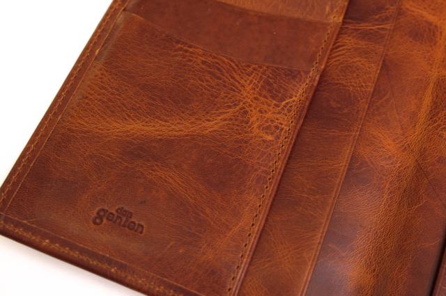 ○ゲンテン genten 牛革 長財布 シワ加工 小銭入れなし 札入れ 二