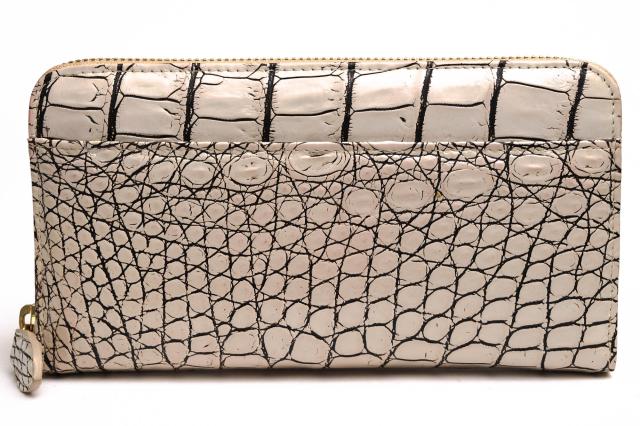 ○クロワ・ロワイヤル CROIX  メジロクロコダイル 長財布 目地染め 小銭入れあり ラウンドジップ ラウンドファスナー メンズ  中古