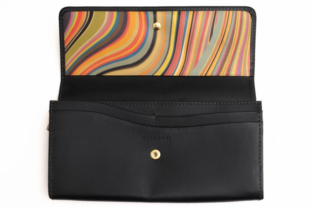 ○ポールスミス Paul Smith 牛革 長財布 インサイドストライプ 小銭入れあり メンズ 【中古】 中古 長財布