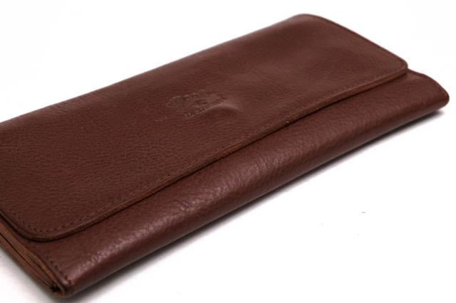 ○イルビゾンテ IL BISONTE 牛革 パケッタレザー 長財布 5412300340 PORTAFOGLIO 小銭入れあり 三つ折り ユニセックス 男女兼用 メ 中古