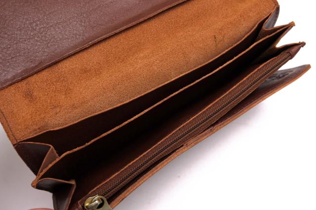 ○イルビゾンテ IL BISONTE 牛革 パケッタレザー 長財布 5412300340 PORTAFOGLIO 小銭入れあり 三つ折り ユニセックス 男女兼用 メ 中古